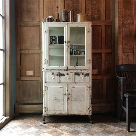 vintage metal hutch cabinet